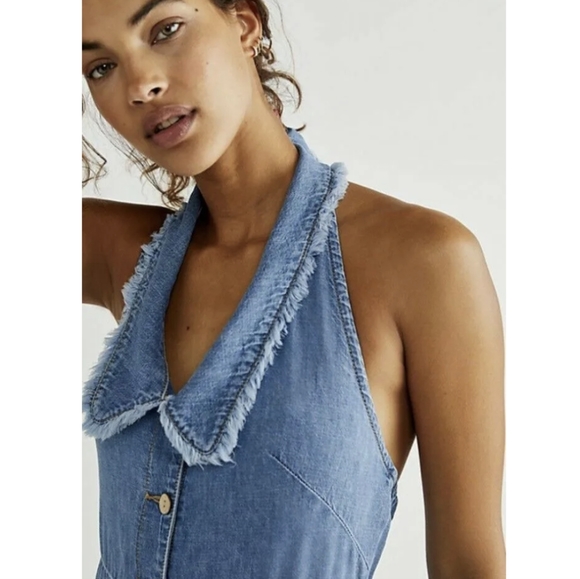 Free People Pants - Free People Margot Blue Denim Jumpsuit